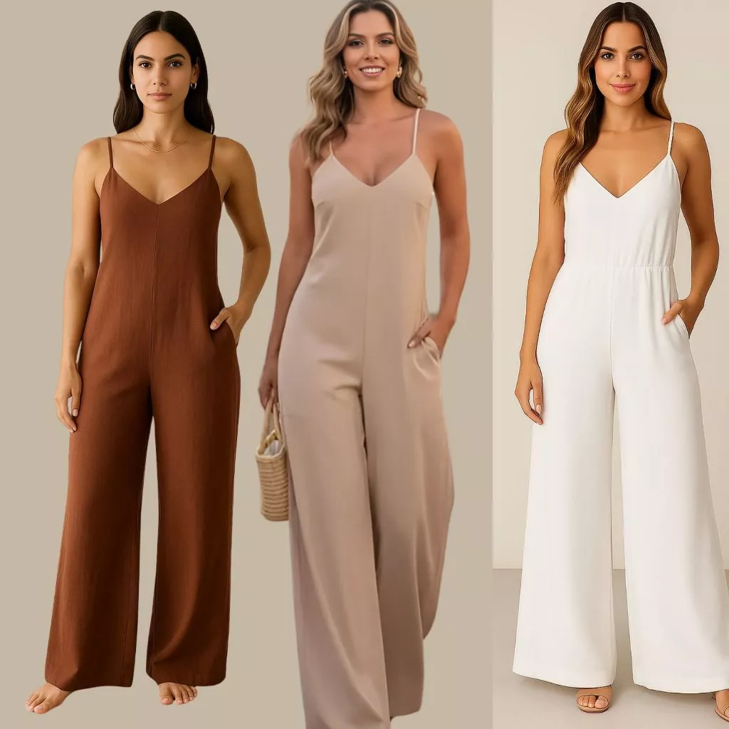 Macacão Feminina Calça Ampla de Festa Chá Revelação Casamento Convidada Confortável Final do Ano — imagem 1