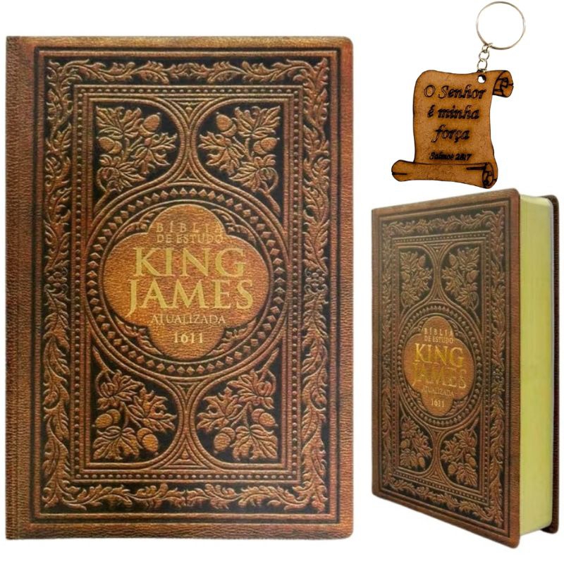 Bíblia de estudo king James Vintage + chaveiro Bíblico