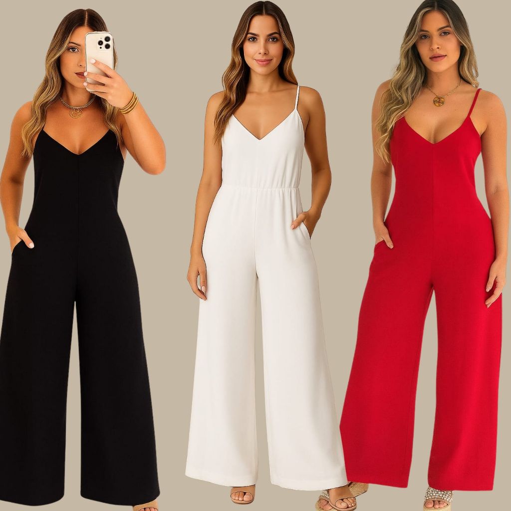 Macacão Feminino Moda Evangélica Casual Alça Regulável Comprimento Max TENDÊNCIA em Oferta na Shopee