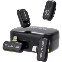 Microfone Lapela Hollyland Lark A1 Combo Preto P/ iPhone e Android USB-C Lighting