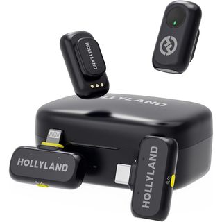 Microfone Lapela Hollyland Lark A1 Combo Preto P/ iPhone e Android USB-C Lighting