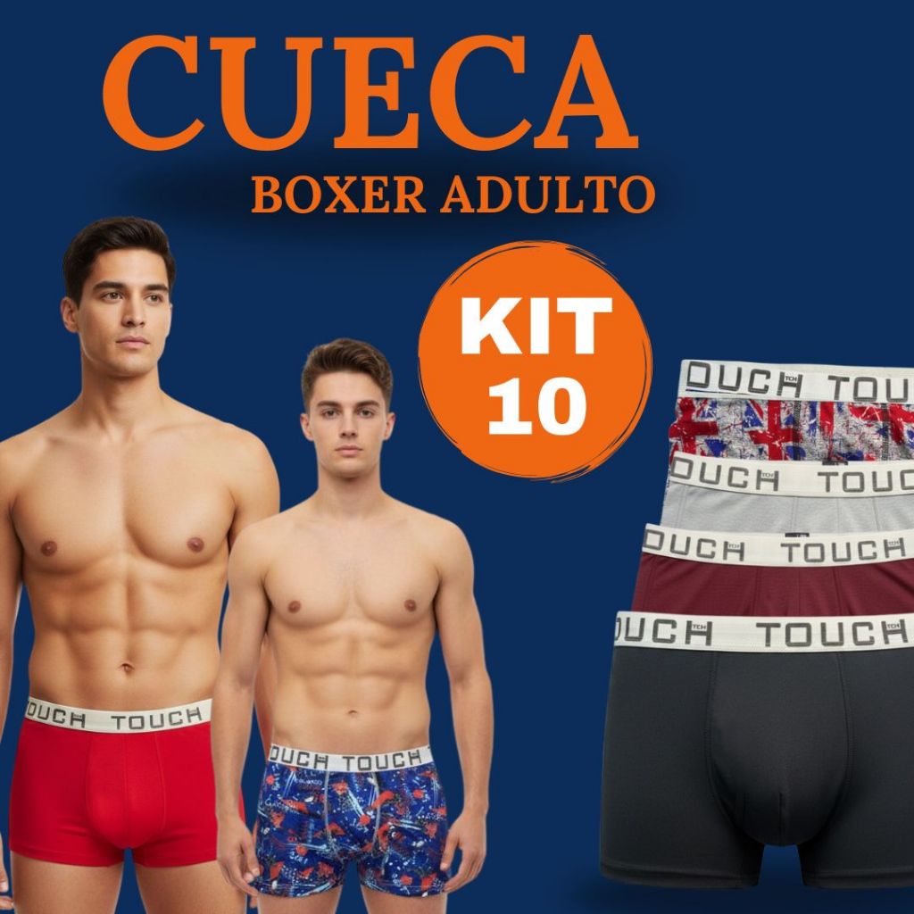 Kit com 10 Cuecas Box Boxer Microfibra Masculino Adulto Reforçada e Resistente Atacado em Oferta na Shopee