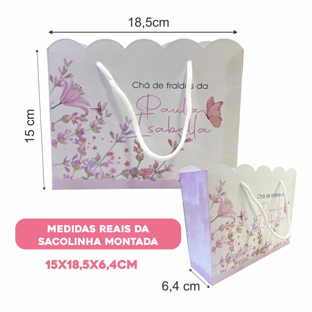 Sacolinha Jardim encantado das borboletas Personalizada | Lembrancinha | Mimos | Aniversário | sacola TODOS OS TEMAS
