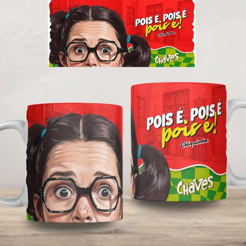 Caneca Personalizada Chiquinha Turma do Chaves Xícara 325ml Branca Cerâmica Porcelana Presente Lembrança
