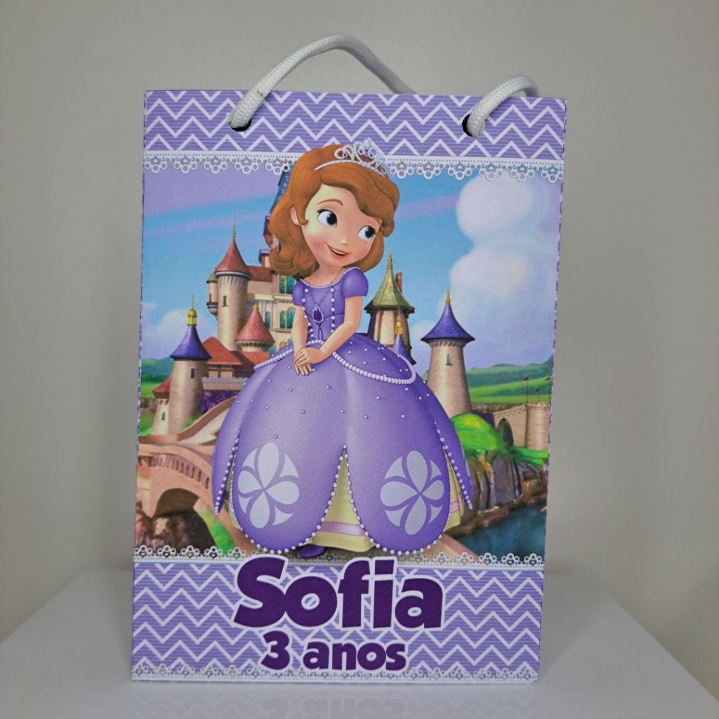 Sacolinha Personalizada Princesa Sofia-Lembrancinha Personalizada para Festa Infantil-PEGUE E MONTE