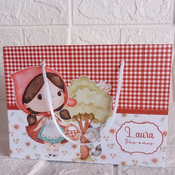 Sacolinha CHAPEUZINHO VERMELHO personalizada com nome e idade  - PEGUE E MONTE - lembrancinha festa infantil