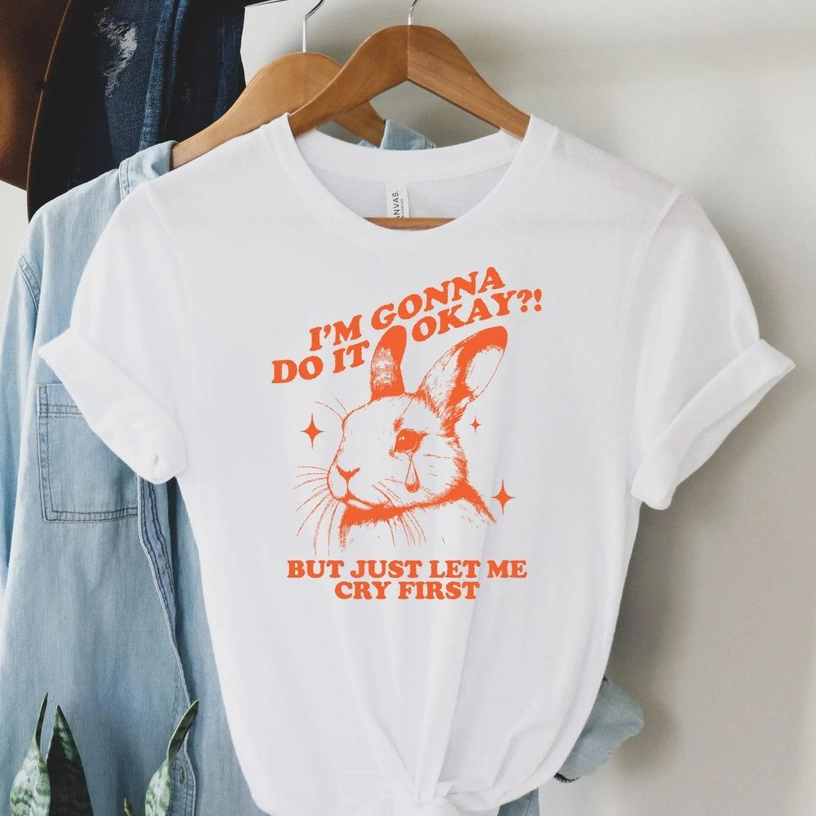 camiseta T-Shirt Coelho chorão vintage grunge casual aesthetic blogueirnha Visual Algodão