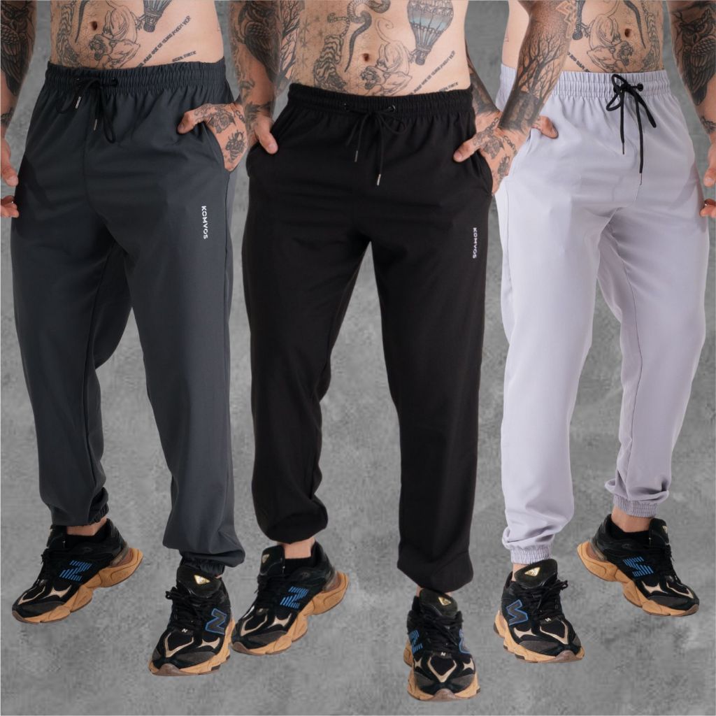 Kit 3 Calças Jogger Esportivas Premium Com Elastano Para Treino e Dia a Dia
