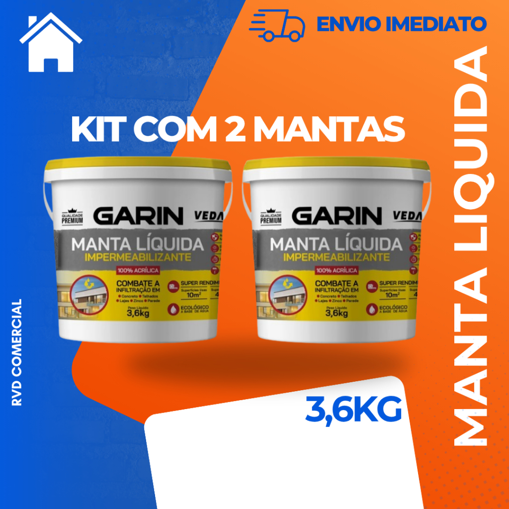 KIT 2 MANTA  LIQUIDA 3,6KG CINZA  IMPERMEABILIZANTE  - GARIN em Oferta na Shopee