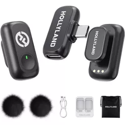 Hollyland LARK A1 Mini Duo Combo Microfone Sem Fio Mini para iPhone 15/16 e Android USB-C Microfone