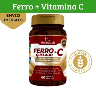 Ferro Quelato  + Vitamina C - 500mg Manipulado de Qualidade 60 ou 120 Cápsulas em Oferta na Shopee