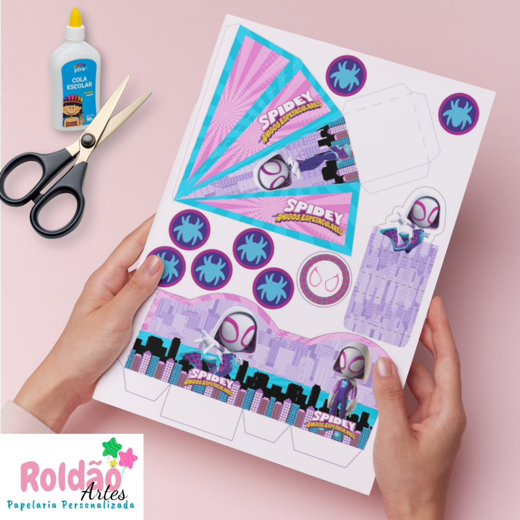 Kit Lembrancinhas - ARANHA FANTASMA - SPIDER-GWEN - 75/150 itens - PERSONALIZADO em Oferta na Shopee