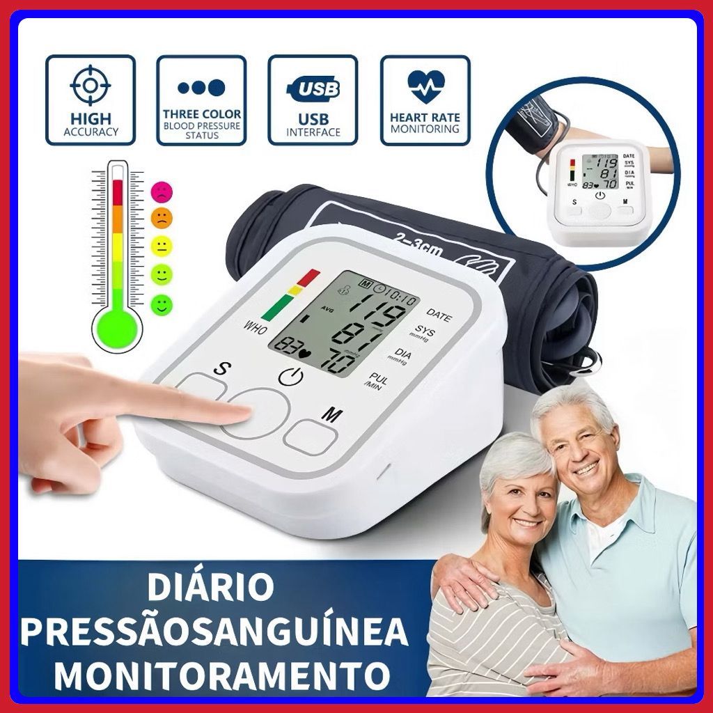 Aparelho Medidor De Pressão Monitor digital de pressão arterial de braço totalmente automático