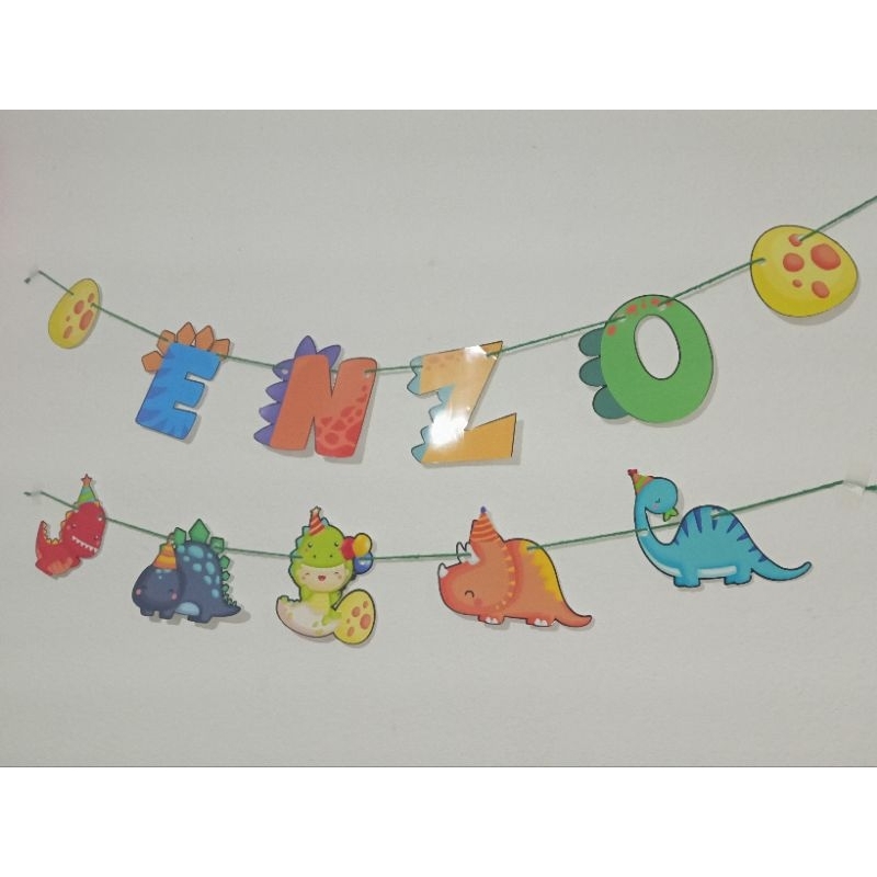 Varal Personalizado Dino Baby • Nome Infantil • Decoração Festa Dinossauro • Aniversário e Mesversário
