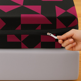 Capa De Colchão Microfibra Queen Estampado Com Ziper em Oferta na Shopee