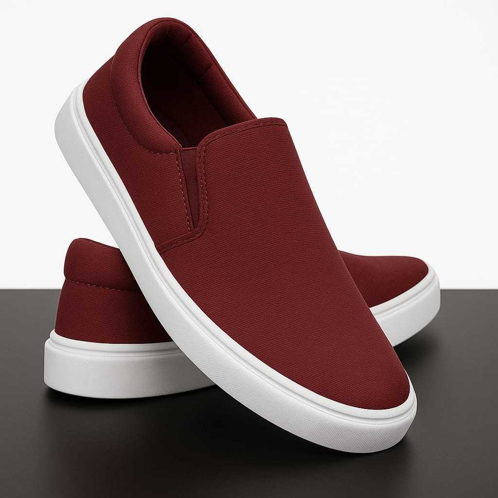 Sapatênis Iate Casual Tênis Slip on Calce Fácil - Esporte Fino - 181 Vermelho Bordô - Unissex