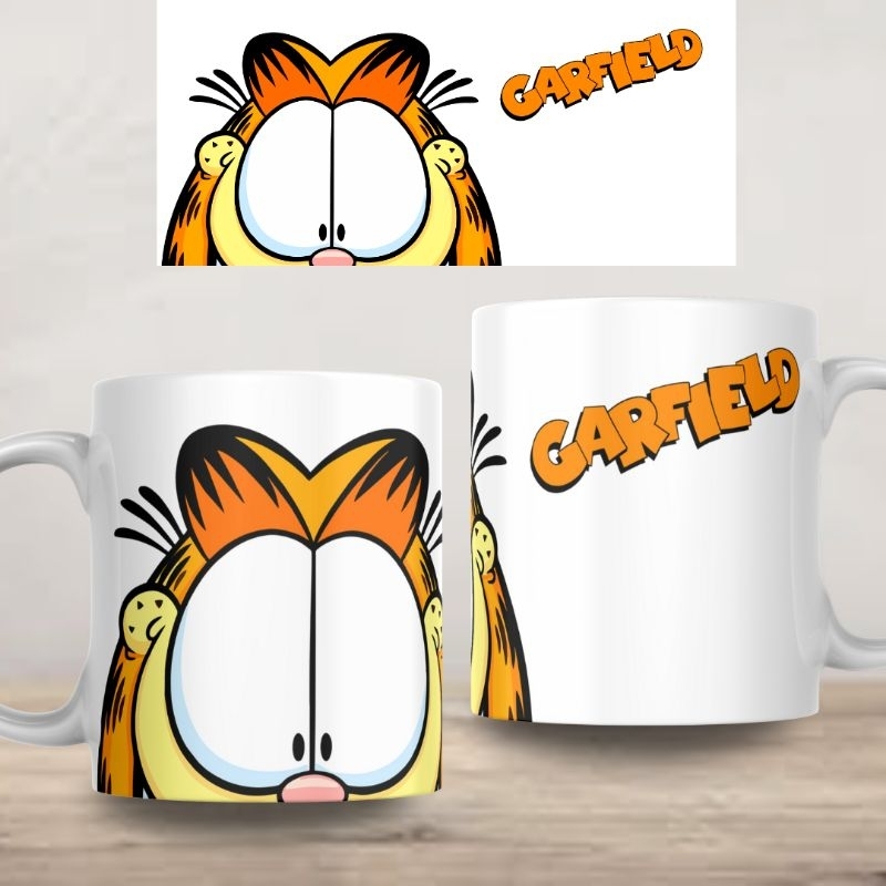 Caneca Personalizada Garfield Xícara 325ml Branca Cerâmica Porcelana Presente Lembrança
