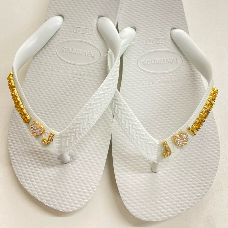 Chinelo Havaianas Top branco com 4 Pingentes + placa Hav Dourada 23/24 ao 45/46 Original ®️ em Oferta na Shopee
