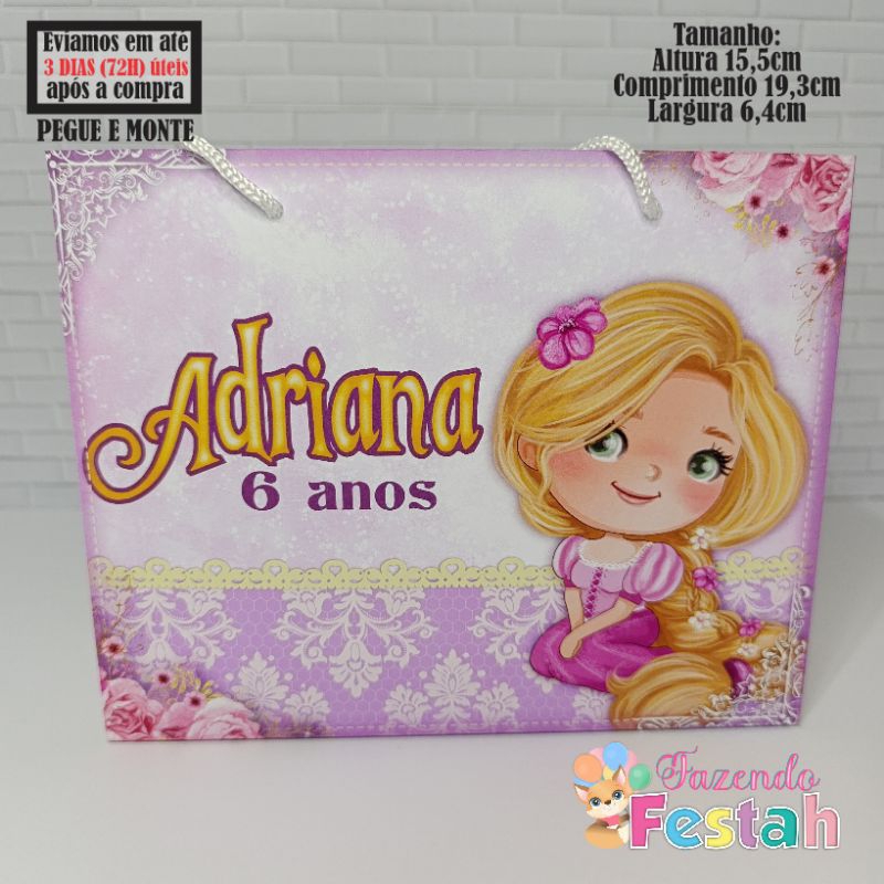 Sacolinha(M) RAPUNZEL CUTE personalizada - lembrancinha de festa - aniversário - sacolinha surpresa rapunzel