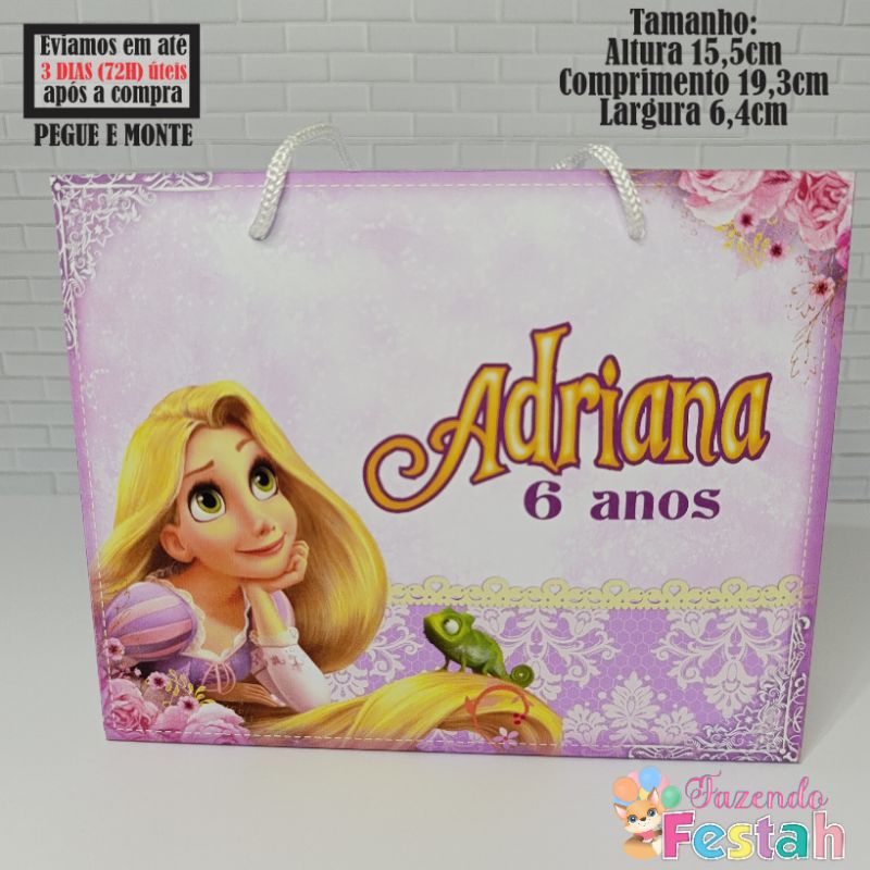 Sacolinha(M) RAPUNZEL personalizada - Lembrancinha de festa - aniversário - sacolinha surpresa rapunzel