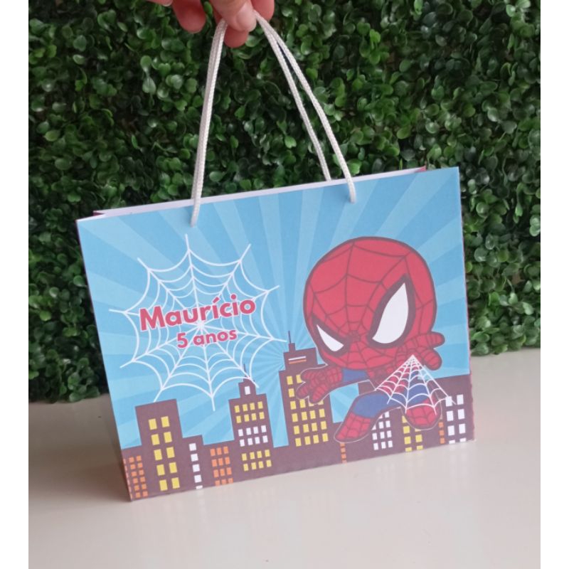 SACOLINHA PERSONALIZADA HOMEM ARANHA | PEGUE E MONTE | Lembrancinha | Sacolinha homem aranha