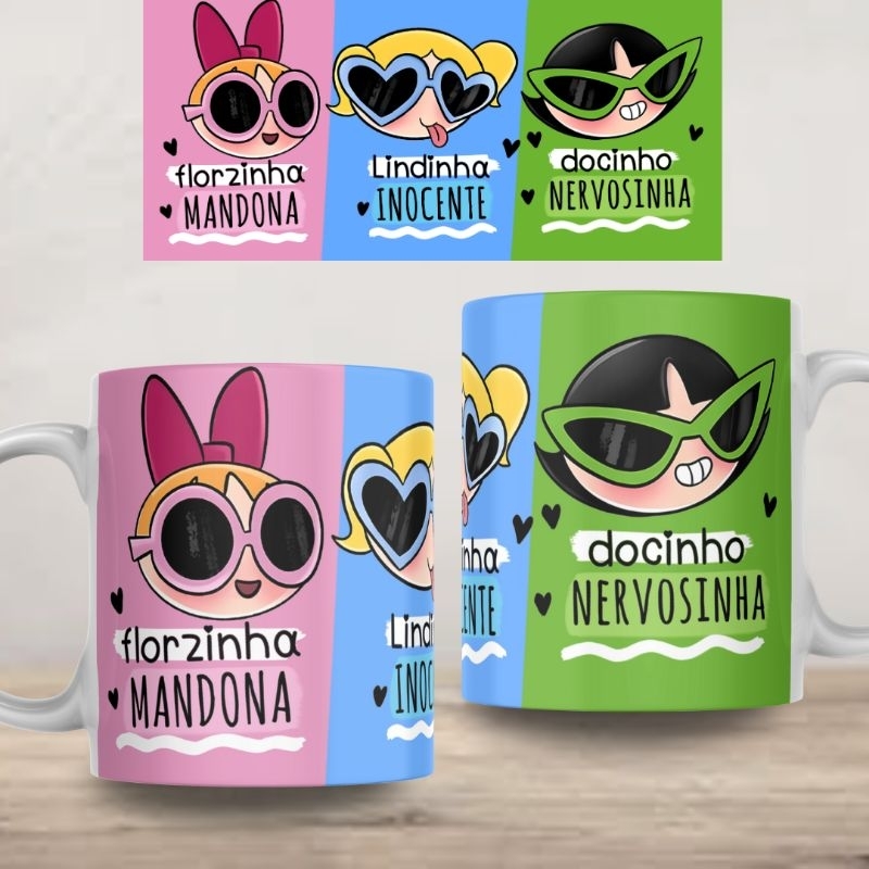 Caneca Personalizada Meninas Super Poderosas Xícara 325ml Branca Cerâmica Porcelana Presente Lembrança