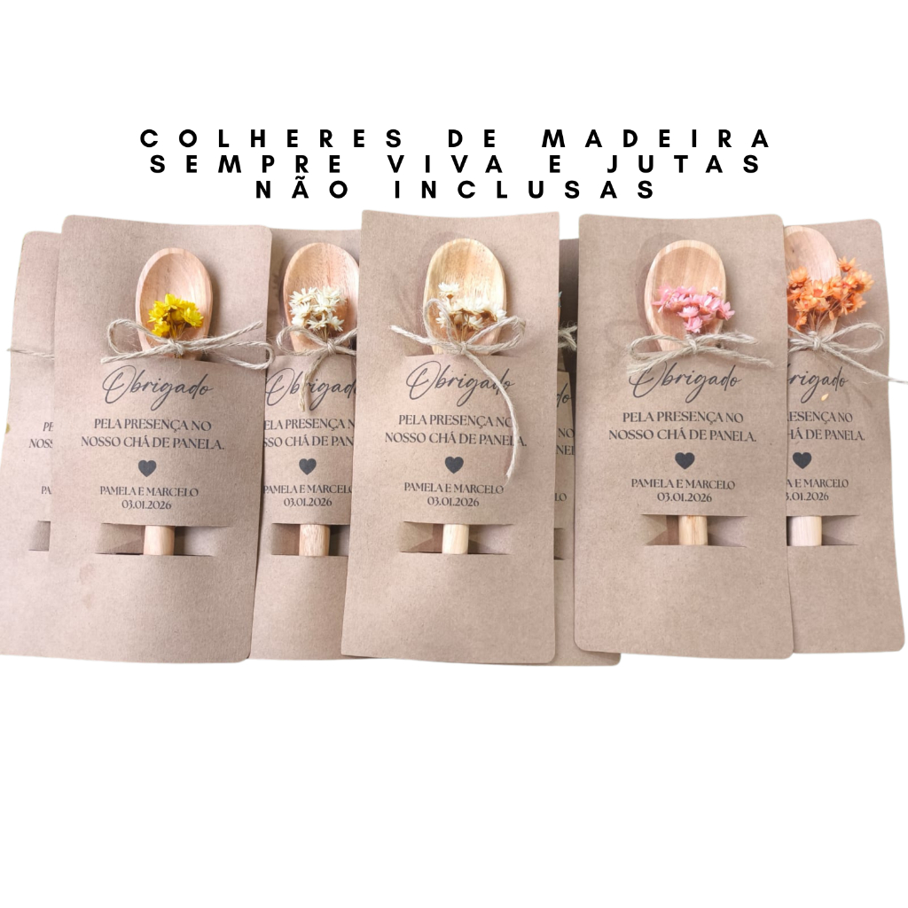 Papelaria para Lembrança para Chá de Panela, Somente Papelaria personalizada em Kraft 10 unidades