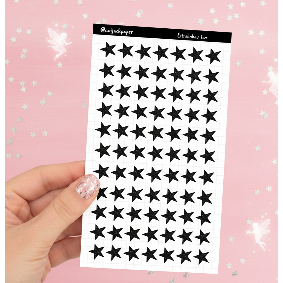 Kit de Cartelas Adesivas Estrelinhas Pretas para Bullet Journal, Cadernos, Diários, Kinbor, Decorativos em Oferta na Shopee