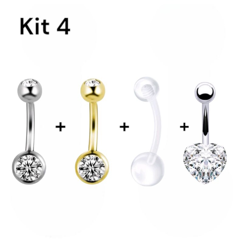 kit 4 piercings de umbigo em Oferta na Shopee
