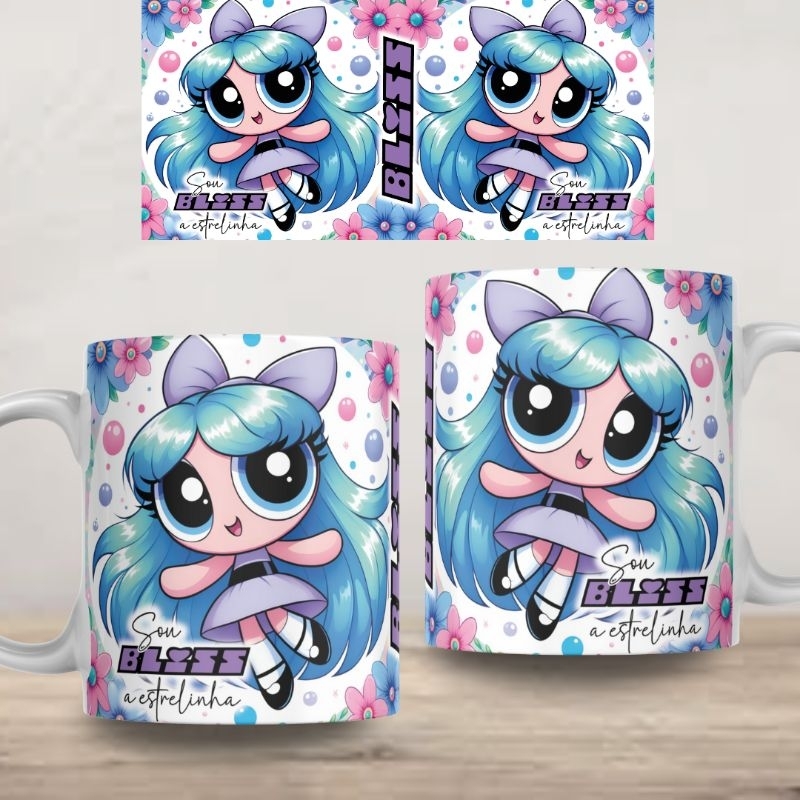 Caneca Personalizada Meninas Super Poderosas Estrelinha Xícara 325ml Branca Cerâmica Porcelana Presente Lembrança