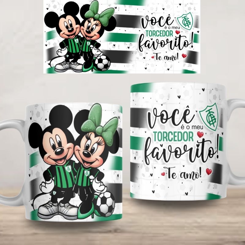 Caneca Personalizada América Mineiro Xícara 325ml Branca Cerâmica Porcelana Presente Lembrança