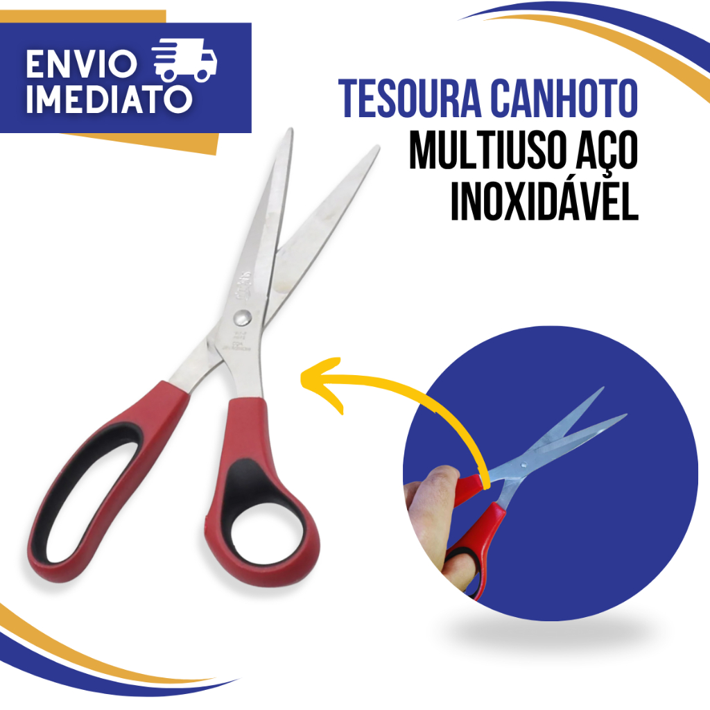 Tesoura Canhoto Multiuso Artepunto Vermelha 21 Cm 8 Polegadas
