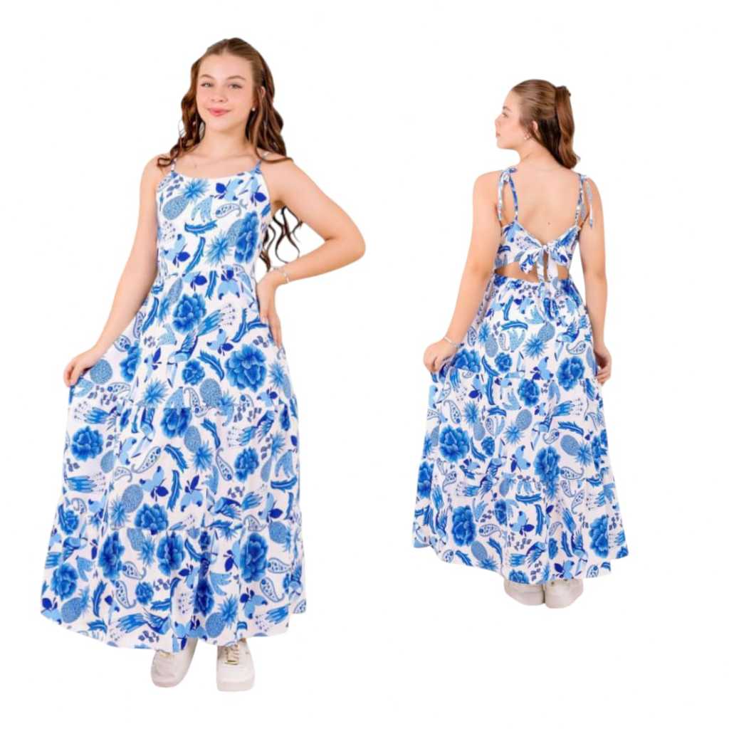 Vestido longo estampa Farme para meninas de 10,12,14,16 anos lançamento