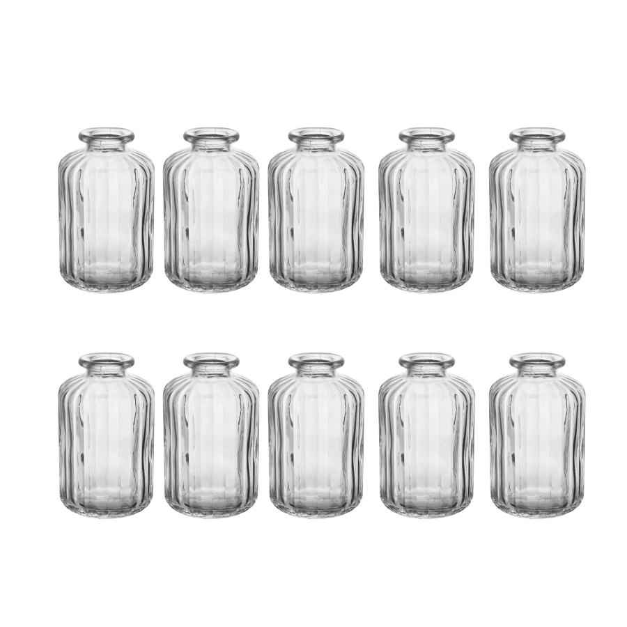 Kit 10 Vasos Decorativo em Vidro Jarrinho Flores Solitário Mesa Posta