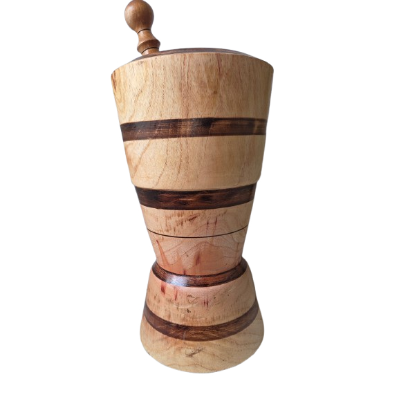 Pilão de Chão Grande Artesanal 50cm em Madeira com Socador – Ideal para Temperos, Grãos e Alimentos