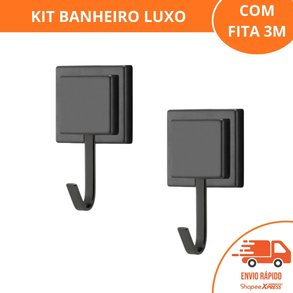 Kit 2 Porta Toalha De Banho Gancho Com Fita Dupla Face 3m em Oferta na Shopee