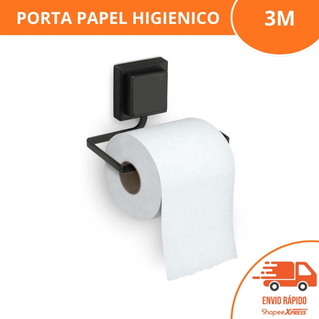 Porta Rolo De Papel Higiênico Preto Com Fixação Adesiva 3m em Oferta na Shopee