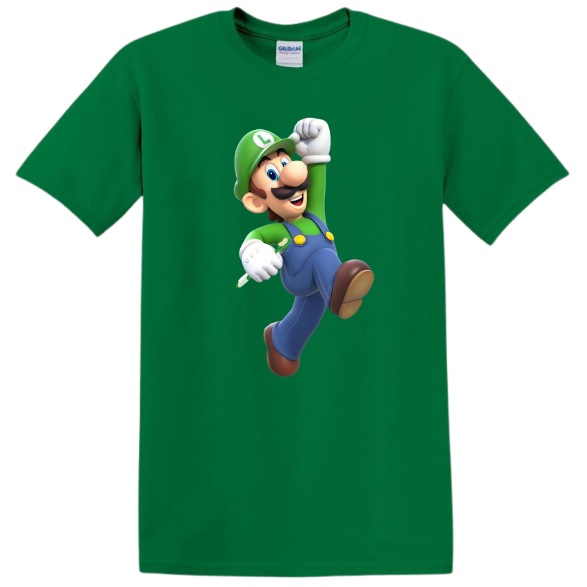 Camiseta Infantil Mario Bros Luigi Algodão Unissex