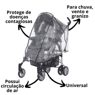 Capa De Chuva Para Carrinho De Bebe Universal Proteção em Oferta na Shopee