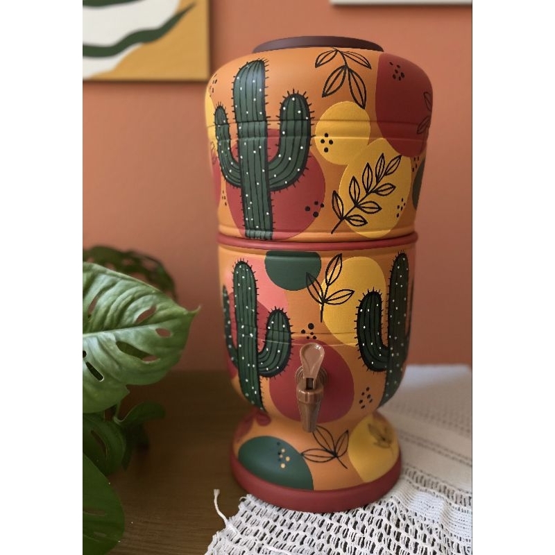 Filtro de barro decorado - cactos em Oferta na Shopee