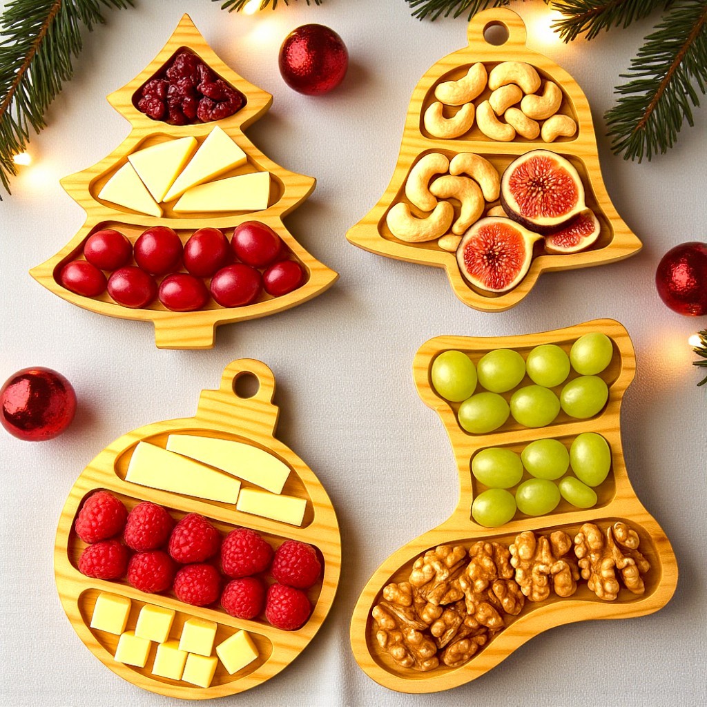 Kit Tábua de Queijo Petisqueiras Aperitivo Madeira Pinus Para Servir Decoração Natalina Mesa Ceia de Natal