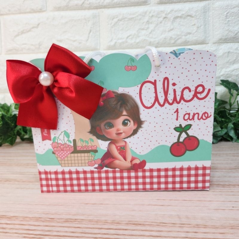 Sacolinha Cerejinha Personalizada l Sacolinha l Lembrancinha l Festa infantil l Festa Cerejinha