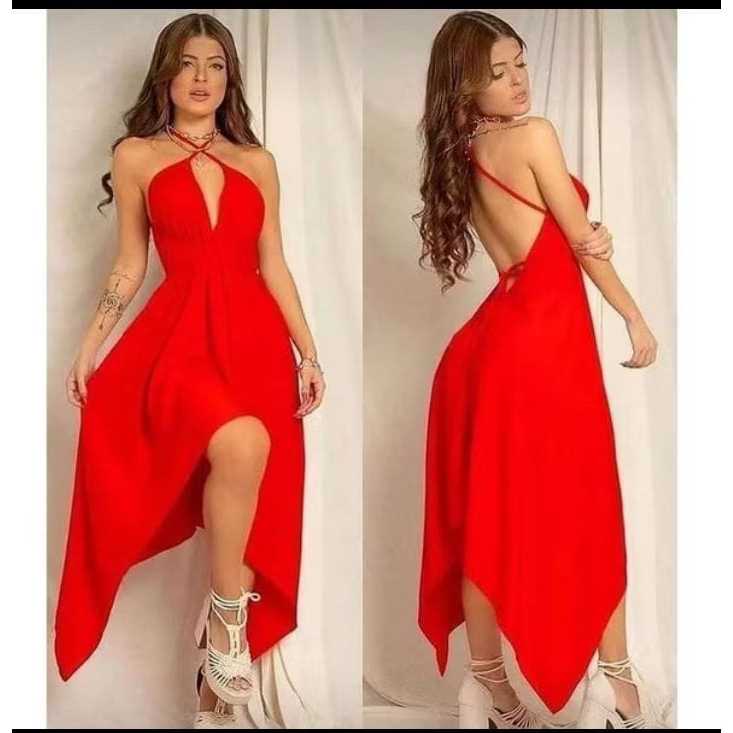 Vestido Feminino Envelope Alcinha Soltinho Com Bicos e Decote Costa Nua Sem Bojo Envio Rápido