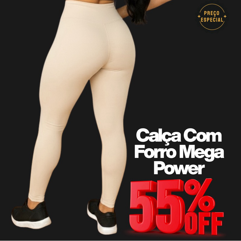 Legging Suplex Forrada Por Dentro Power Grosso Cintura Alta Zero Transparência  Costura Reforçada Feminina