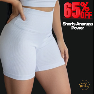 Shorts Academia Anarruga Feminino Cós Alto Zero Transparência Com Forro em Oferta na Shopee