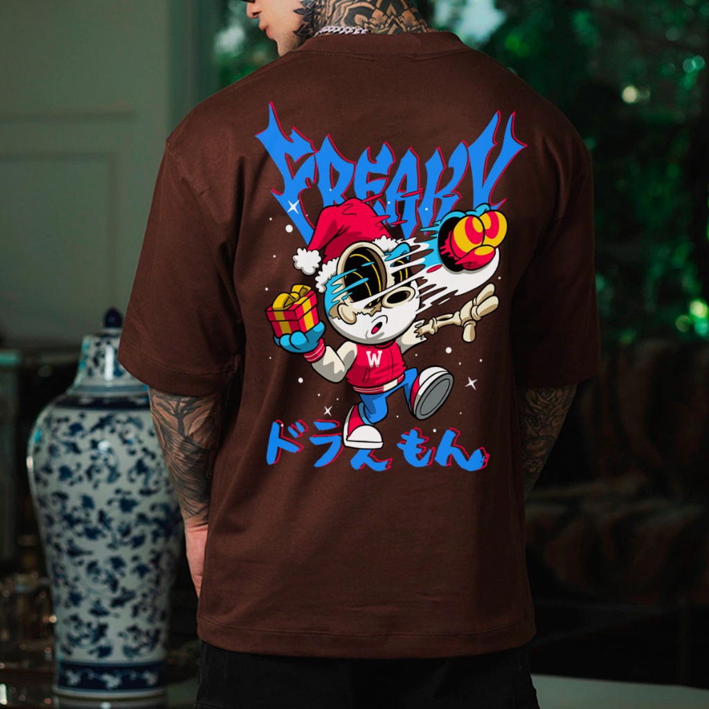 Camiseta Camisa Oversized Streetwear Christmas Doraemon Unissex Estampada STW 378