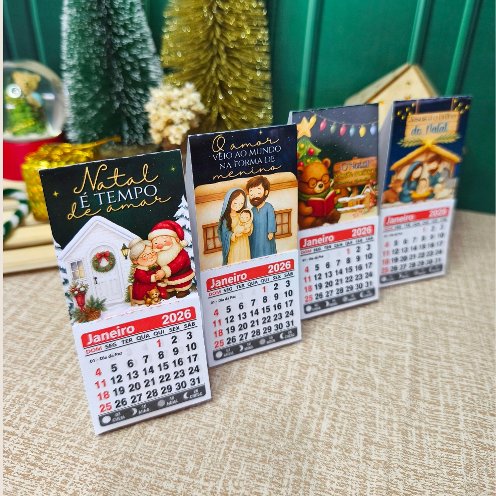 20/30/50 Mini Calendário de Mesa 2026 BRINDES Mimo Clientes Corporativo Fim de Ano Natal
