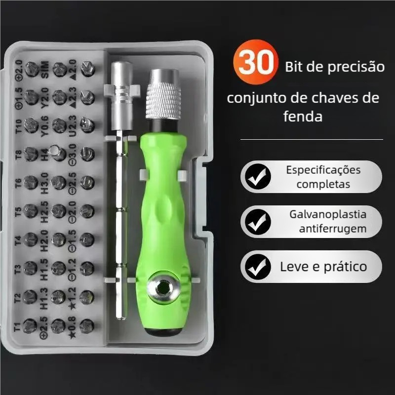 32 em 1 Chave Cruz e Fenda - Conjunto Portátil