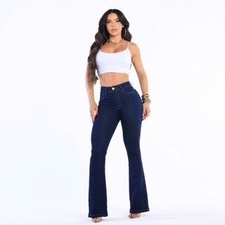 Calça Jeans Feminina Flare Cós Alto Levanta Bumbum Com Lycra Premium Boca De Sino em Oferta na Shopee