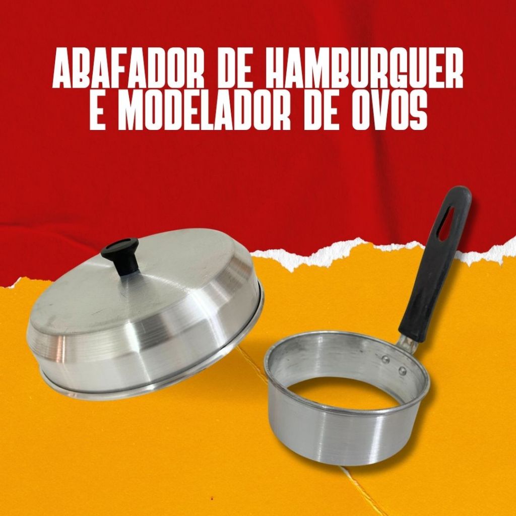 Hamburgueria, abafador de hamburguer, modelador de ovos, abafador e modelador de ovos. em Oferta na Shopee